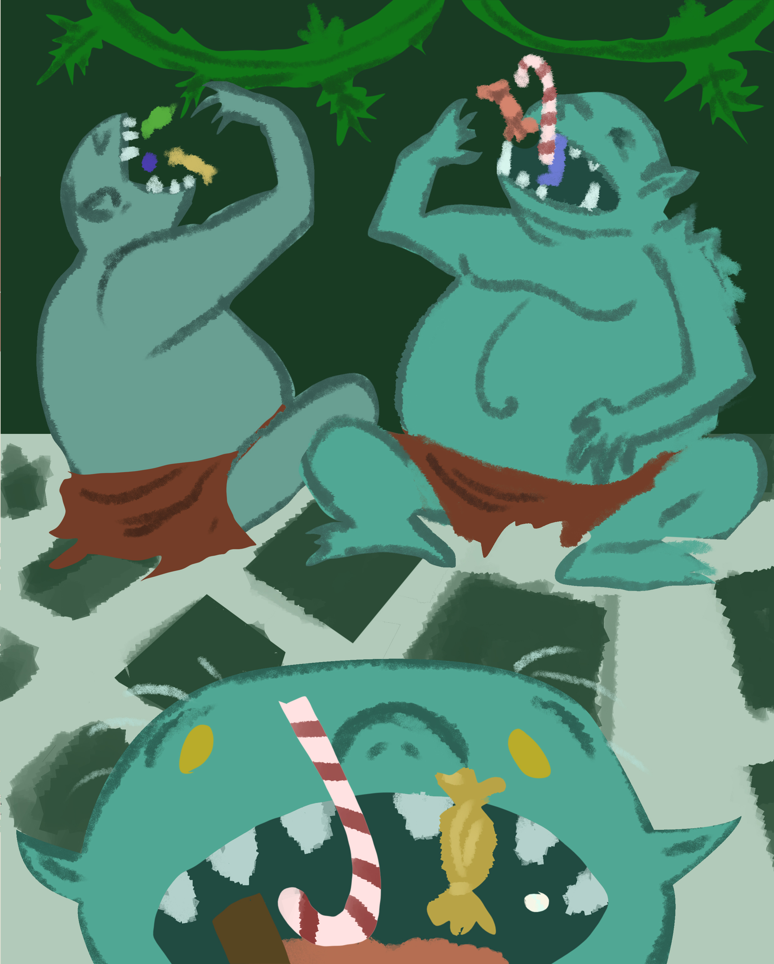 There are three giants eating candy. This is the entry to David O'Boyle's world for kids. 